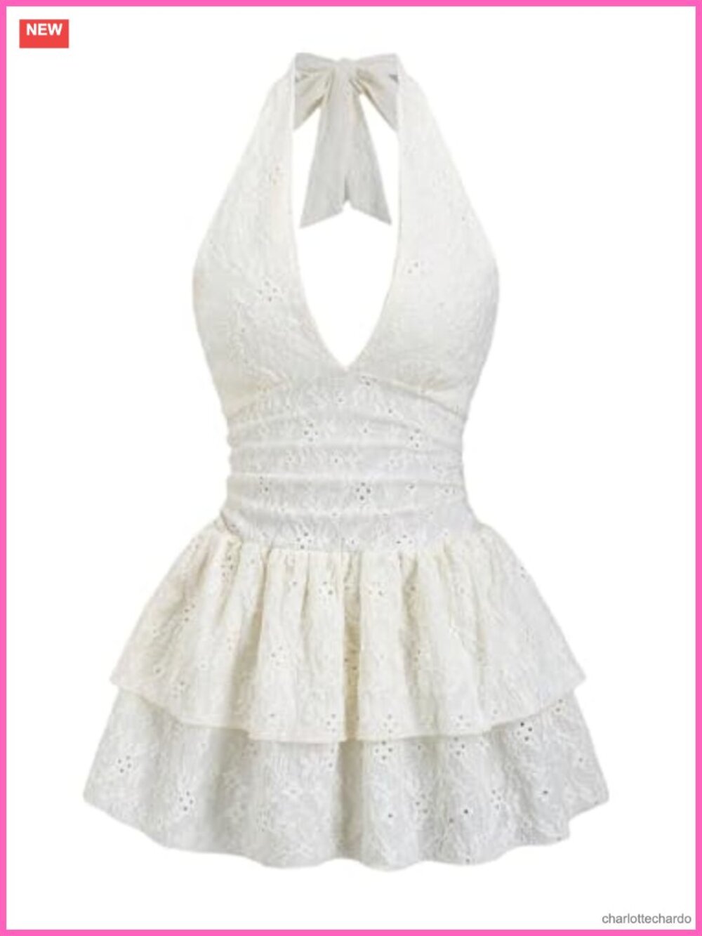 Y2K Lace Halter Mini Dress Tie Backless Ruched Ruffle A-line Going Out